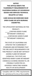 Complies with U.S. CPSC Requirements for Upholstered Furniture Flammability