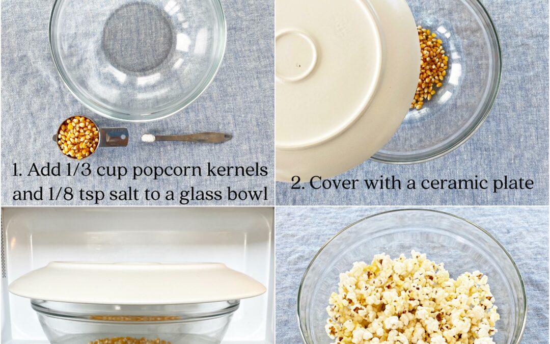 DIY Microwave Popcorn with a Bowl and a Plate